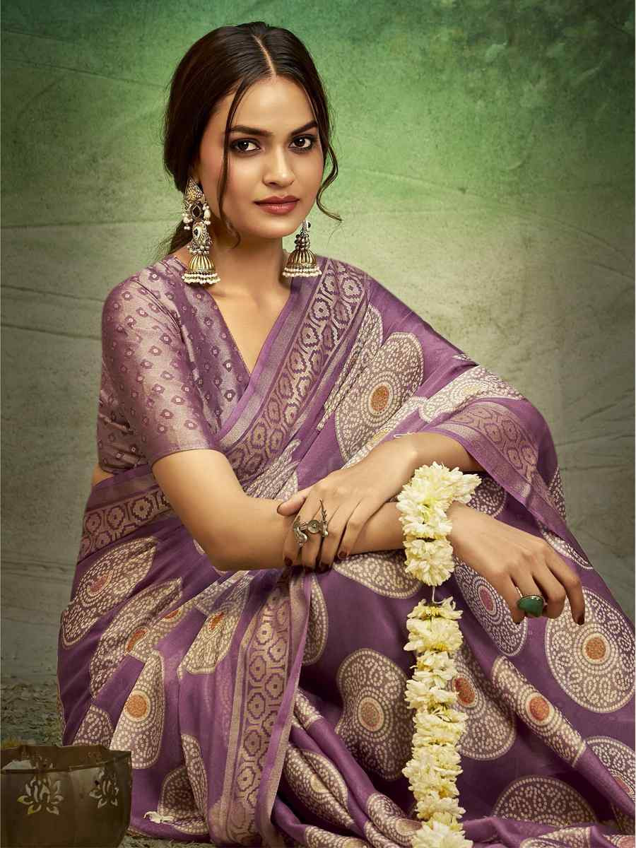 Lavender Silk Handwoven Festival Wedding Fancy Heavy Border Saree