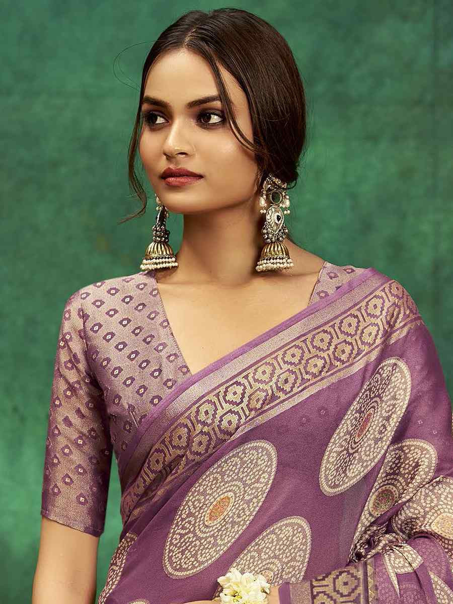 Lavender Silk Handwoven Festival Wedding Fancy Heavy Border Saree
