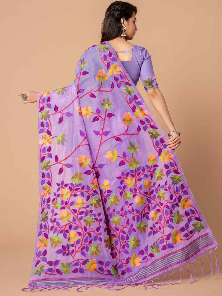 Lavender Soft Cotton Printed Festival Wedding Fancy Casual Contemporary Saree