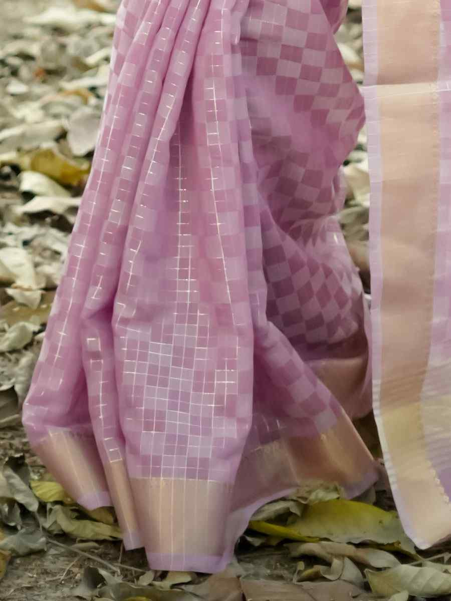 Lavender Soft Kalyani Silk Zari Handwoven Festival Wedding Fancy Heavy Border Saree
