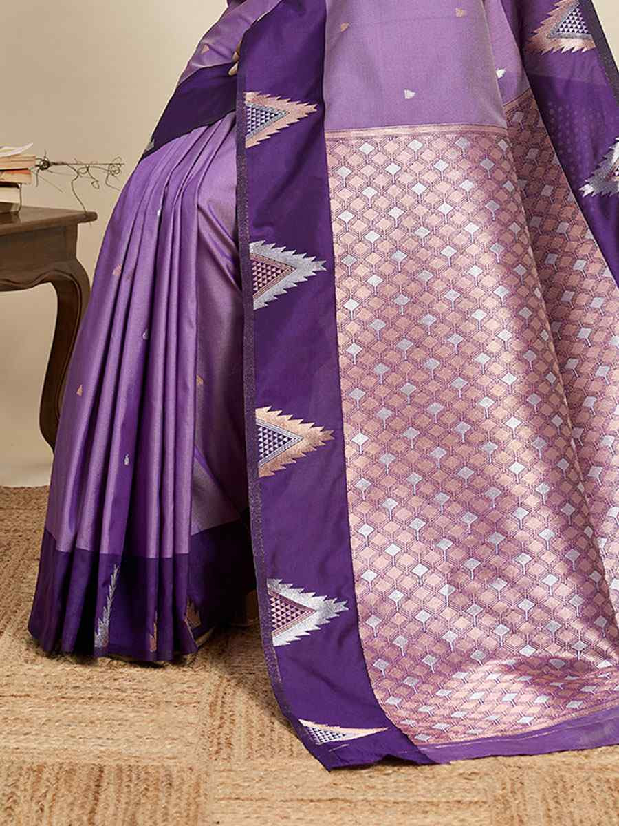 Lavender Soft Silk Handwoven Casual Reception Festival Wedding Fancy Heavy Border Saree
