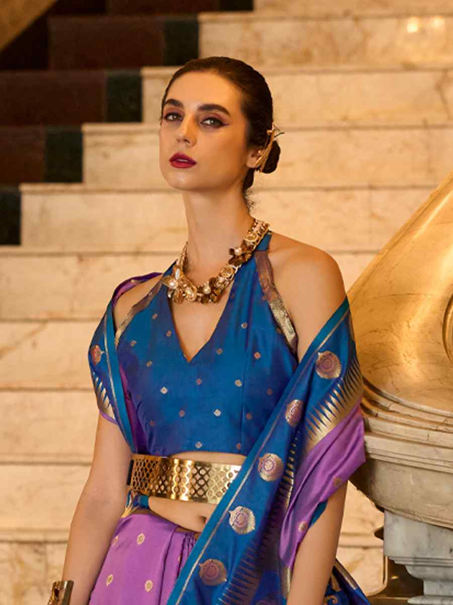 Lavender Soft Silk Handwoven Festival Wedding Fancy Heavy Border Saree