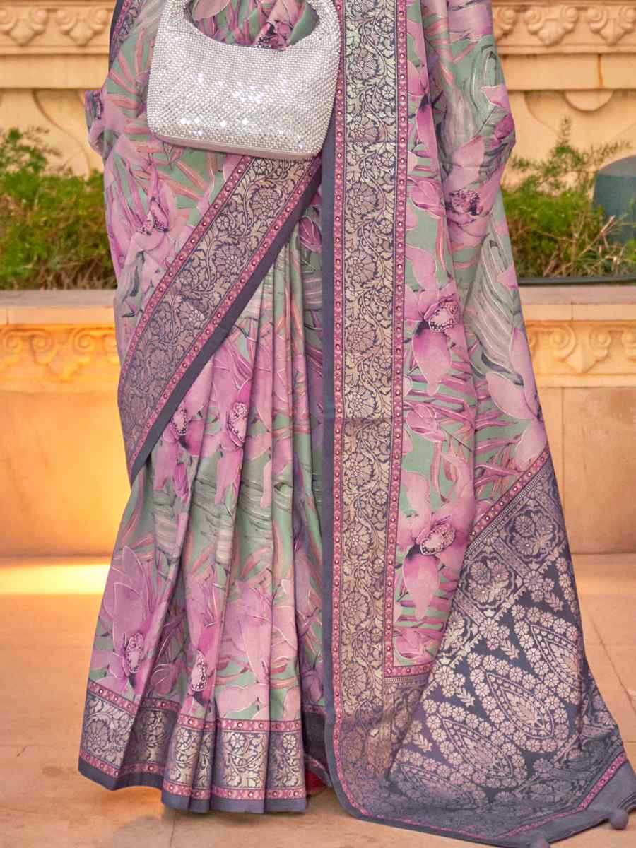 Lavender Super Silk Handwoven Festival Casual Heavy Border Saree