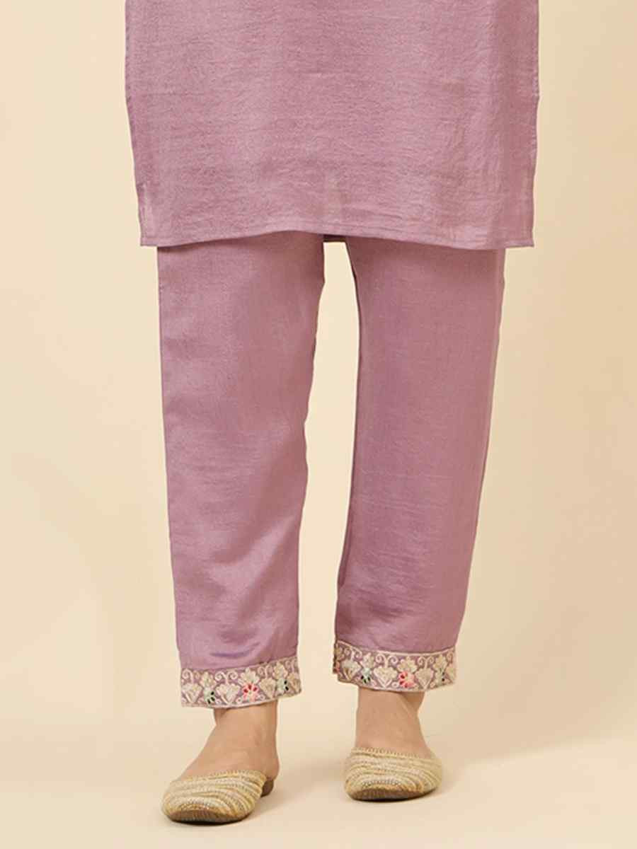 Lavender Vichitra Silk Embroidered Party Wedding Ready Pant Salwar Kameez