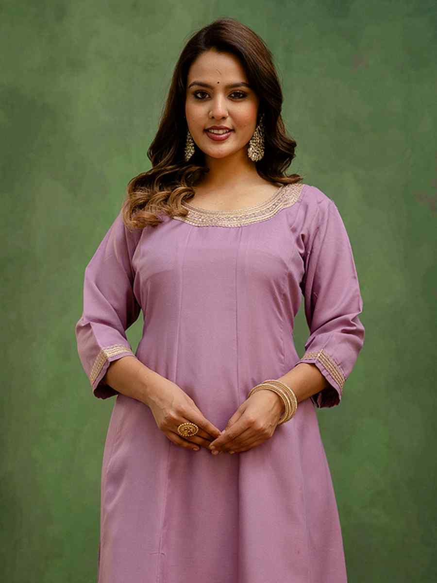 Lavender Viscose Rayon Embroidery Party Wedding Festival Casual Ready Anarkali Salwar Kameez