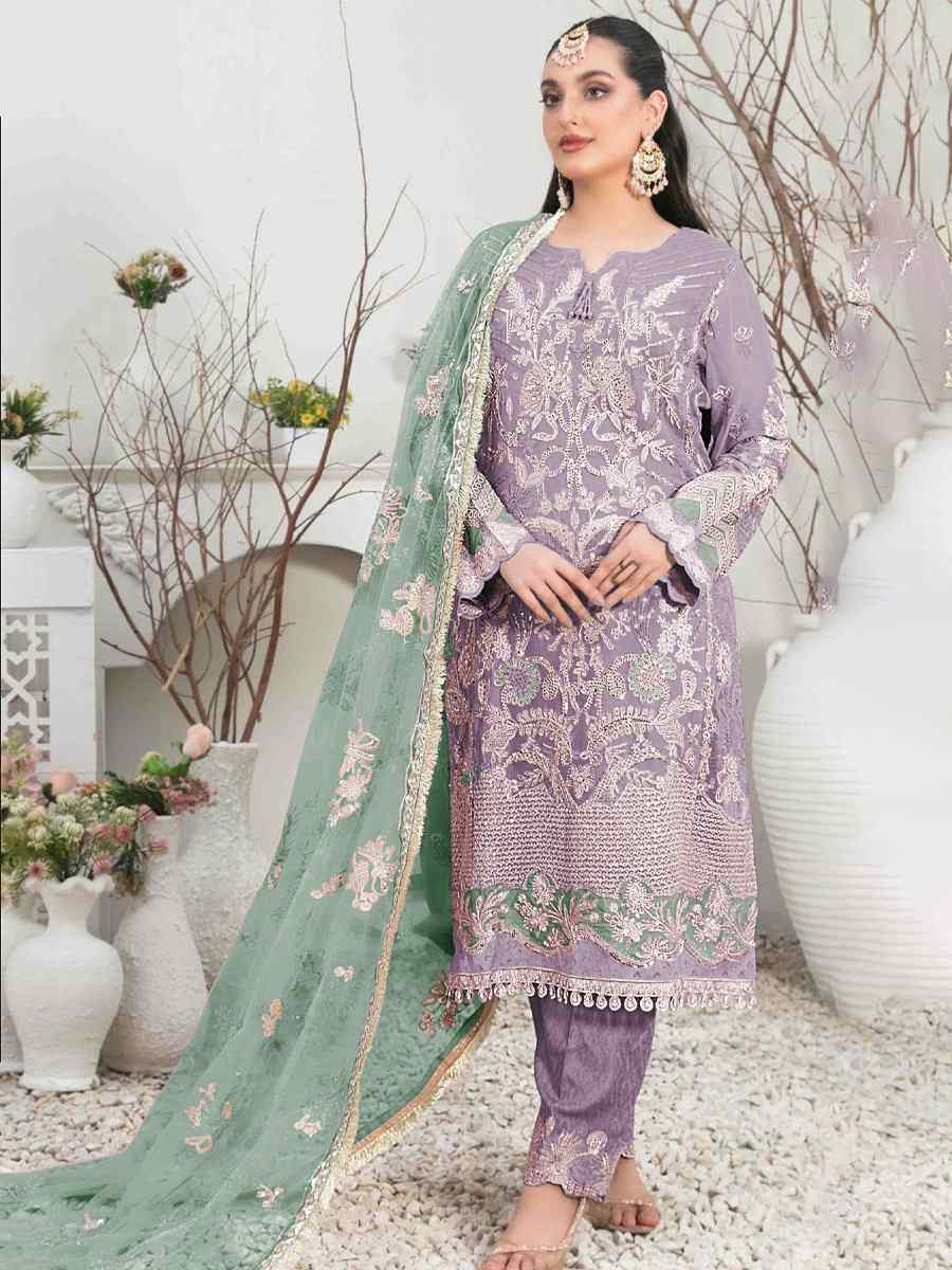 Laventer Organza Embroidered Festival Casual Pant Salwar Kameez