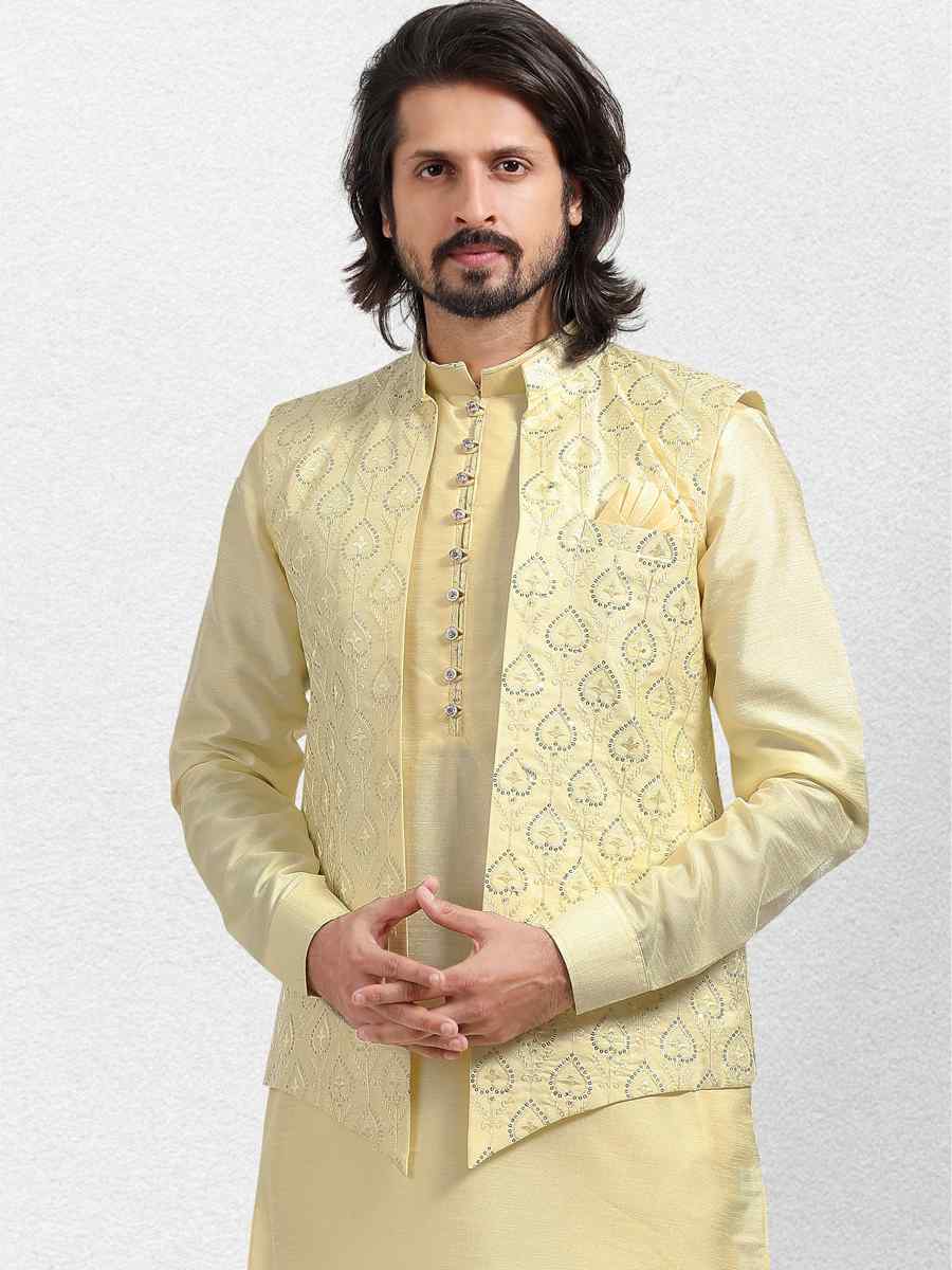 Lemon Art Banarasi Silk Woven Festival Wedding Kurta