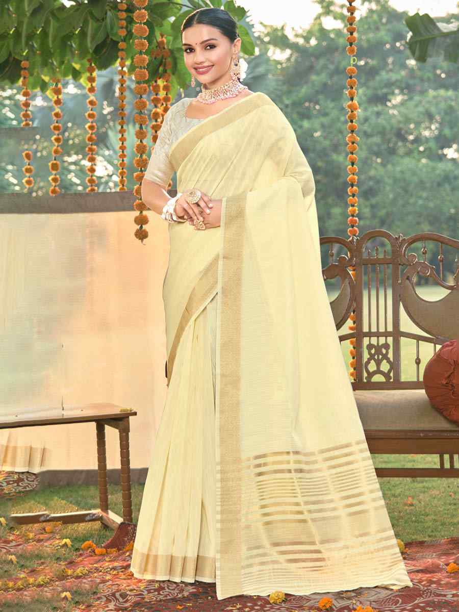 Lemon Cotton Handwoven Casual Festival Heavy Border Saree