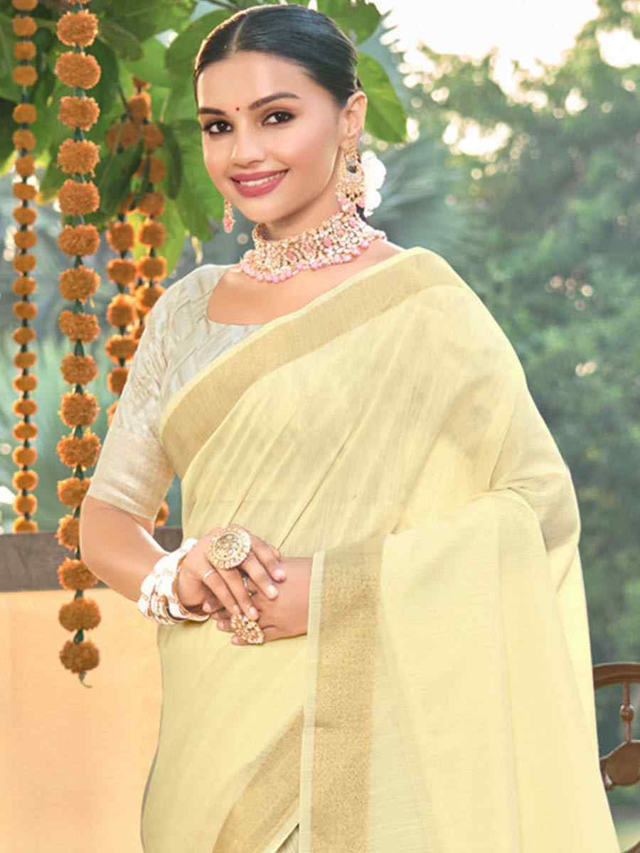 Lemon Cotton Handwoven Casual Festival Heavy Border Saree