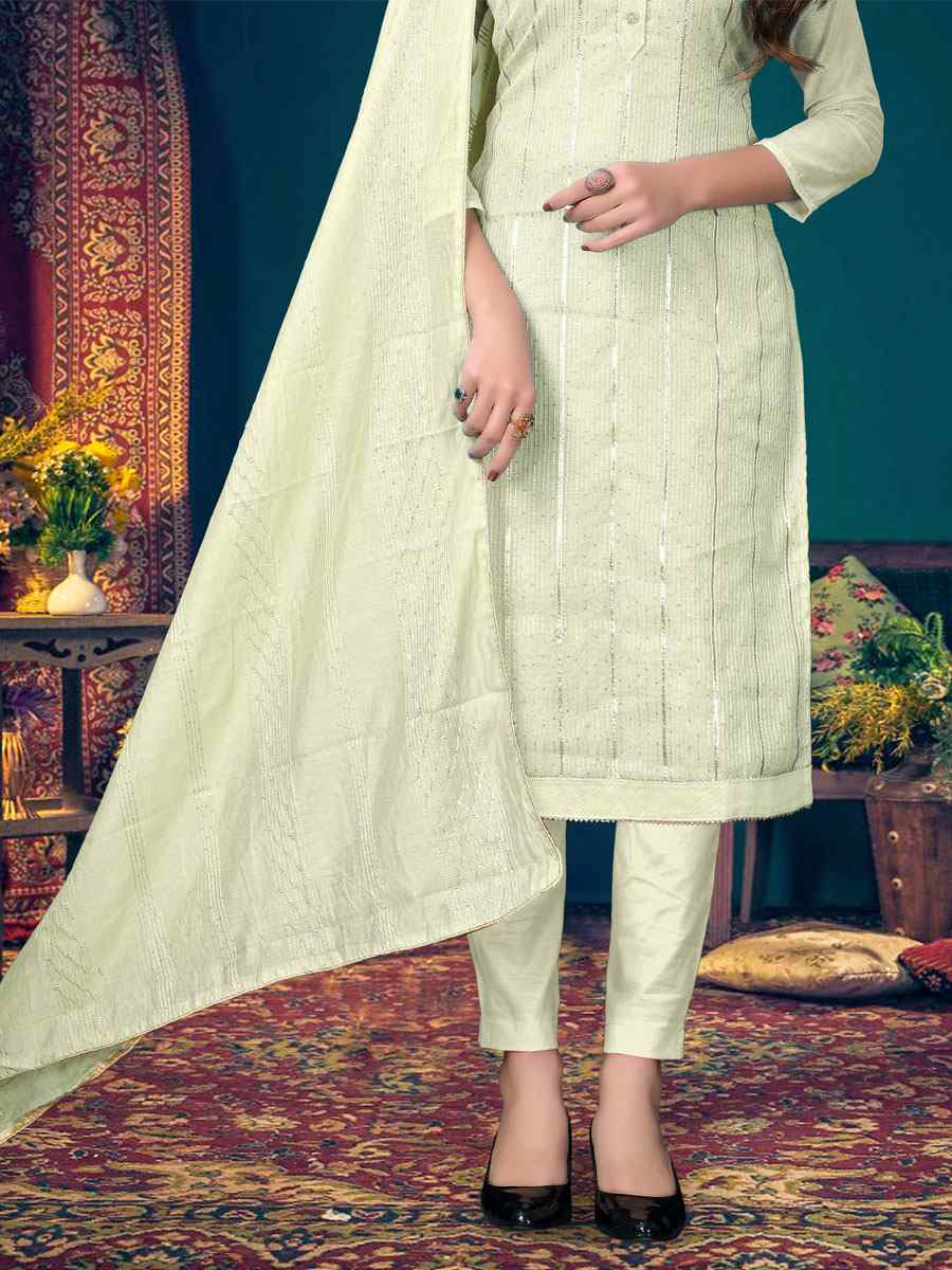 Lemon Modal Chanderi Embroidered Wedding Festival Pant Salwar Kameez