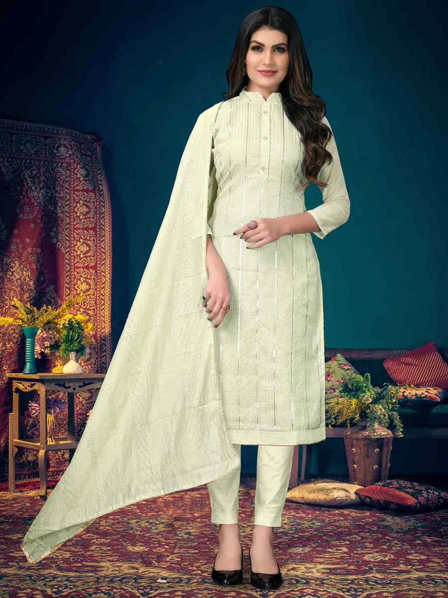 Lemon Modal Chanderi Embroidered Wedding Festival Pant Salwar Kameez