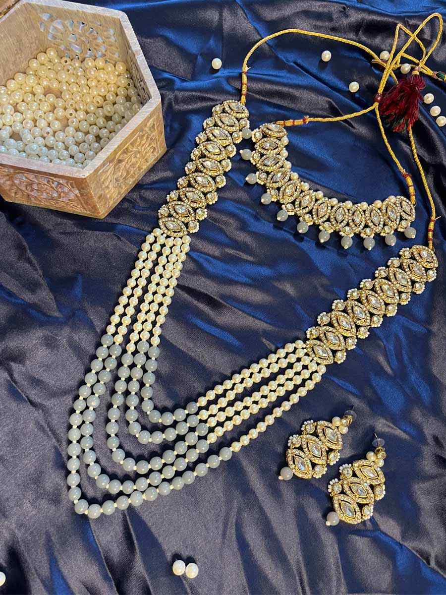 Light Blue Alloy Festival Wear Kundan Necklace