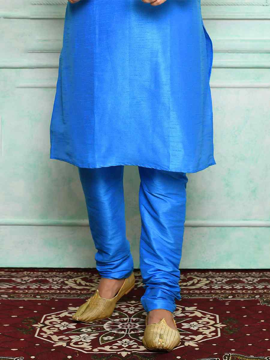 Light Blue Art Silk Woven Festival Kurta