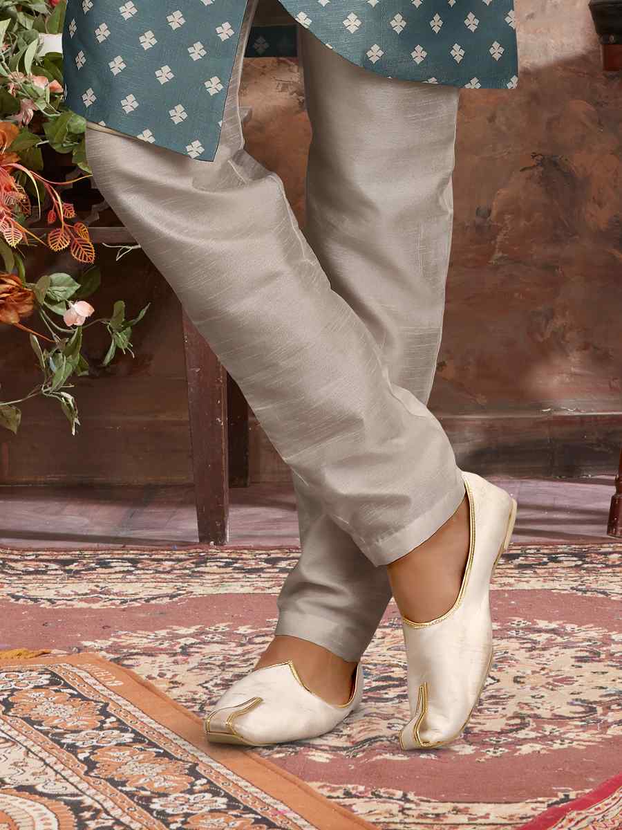 Light Blue Jacquard Woven Festival Wedding Sherwani