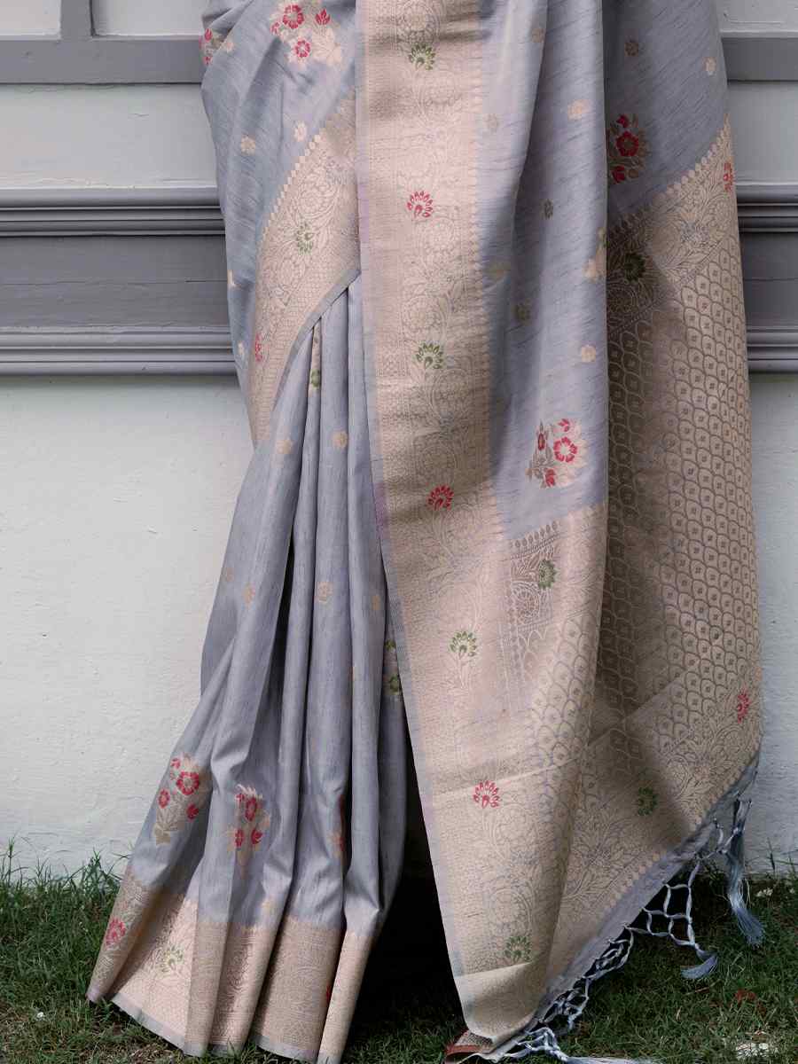 Light Blue Katan Silk Handwoven Wedding Festival Heavy Border Saree