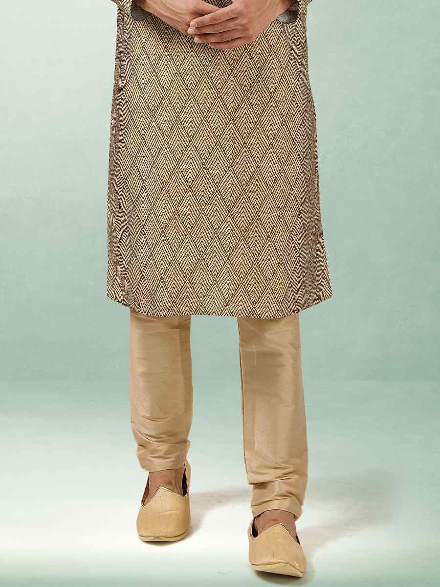 Light Brown Art Silk Printed Festival Kurta