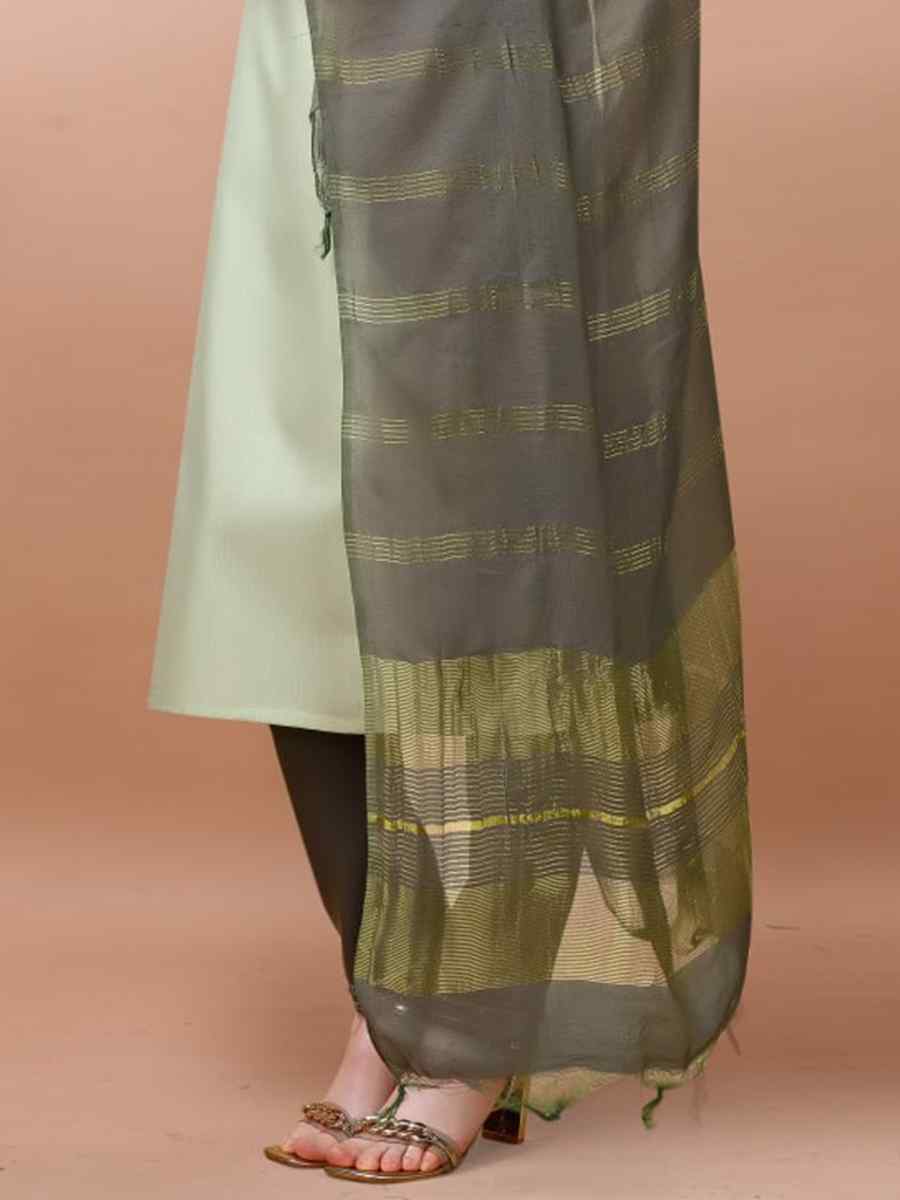 Light Green Cotton Blend Embroidered Festival Casual Ready Pant Salwar Kameez