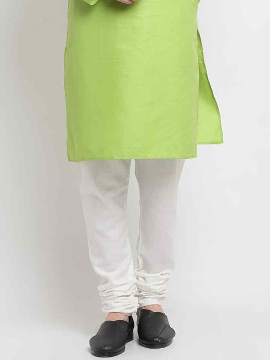 Light Green Cotton Blend Plain Festival Casual Kurta