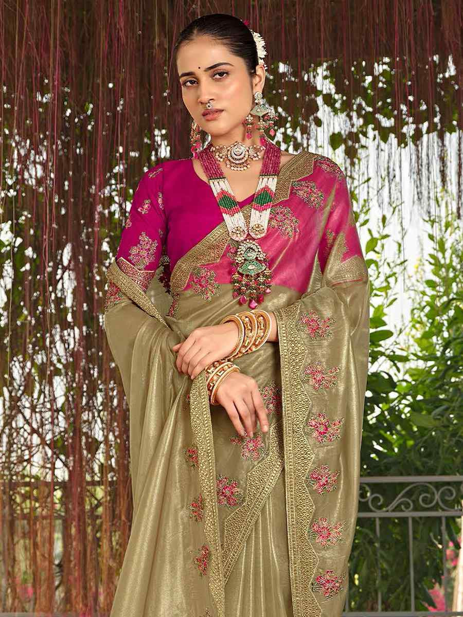 Light Green Jimmy Choo Embroidered Festival Wedding Fancy Heavy Border Saree