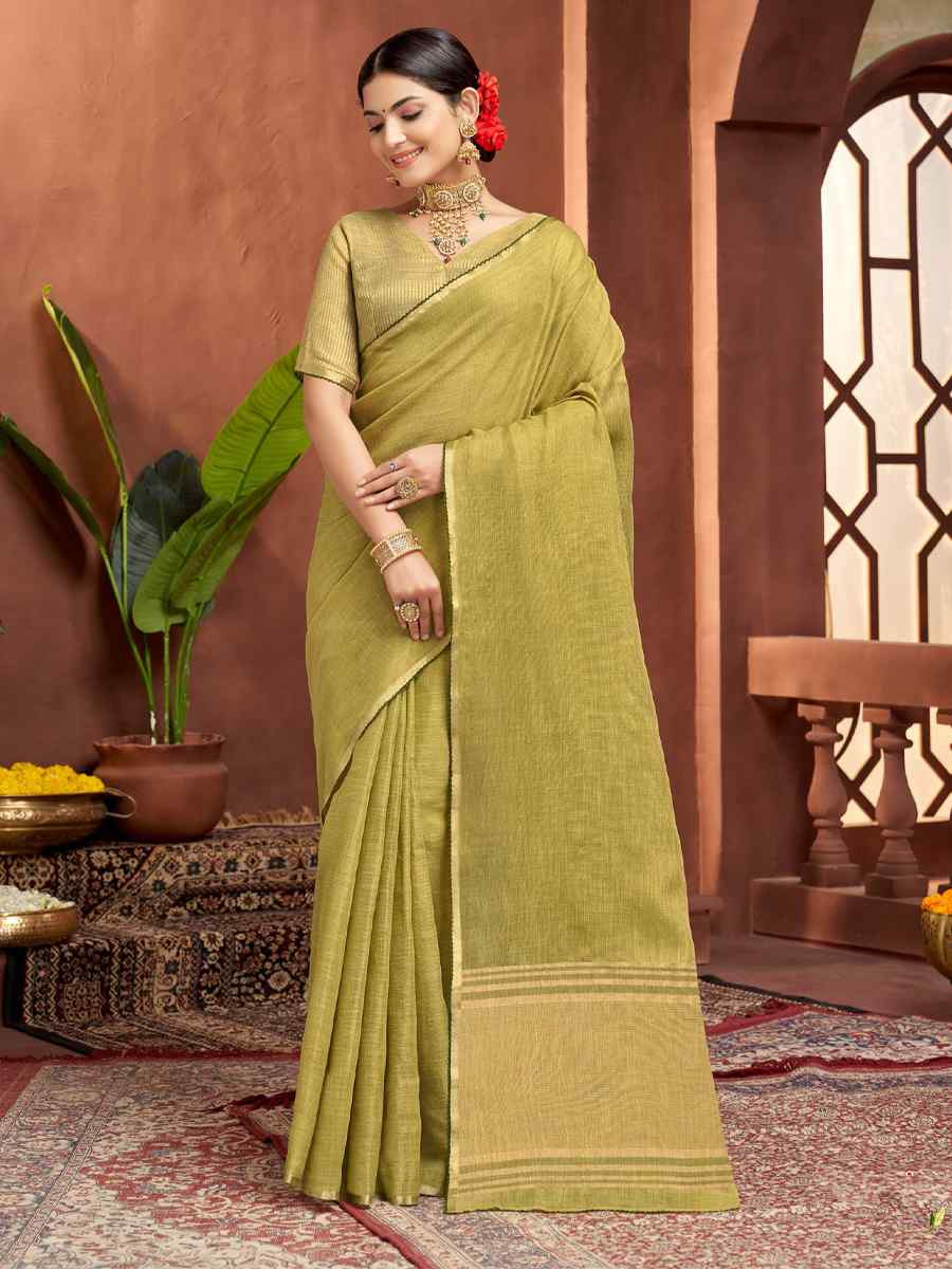 Light Green Silk Handwoven Festival Wedding Fancy Heavy Border Saree
