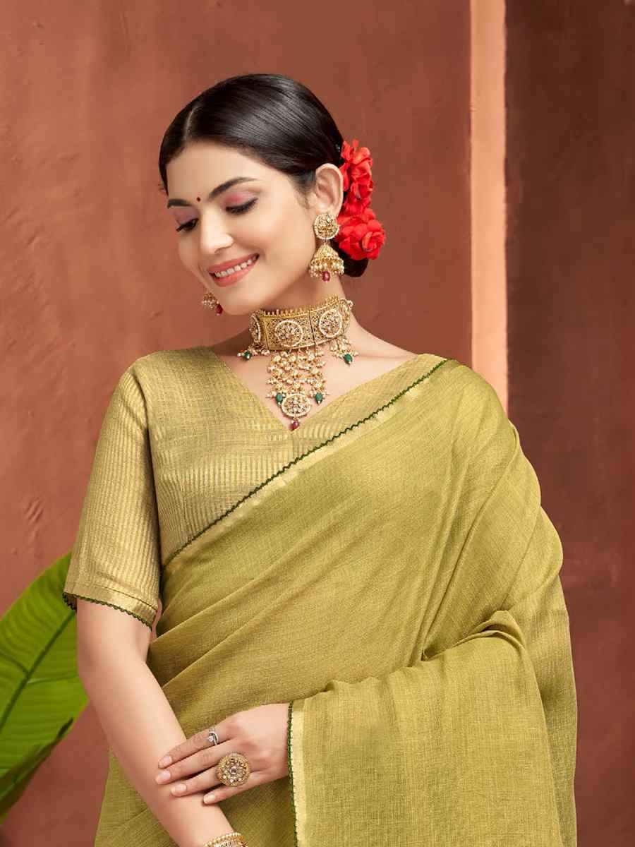 Light Green Silk Handwoven Festival Wedding Fancy Heavy Border Saree