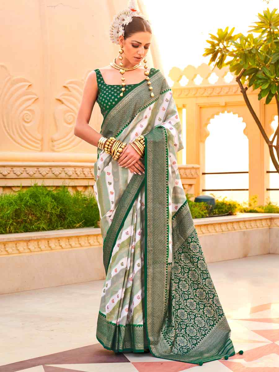 Light Green Super Silk Handwoven Festival Casual Heavy Border Saree