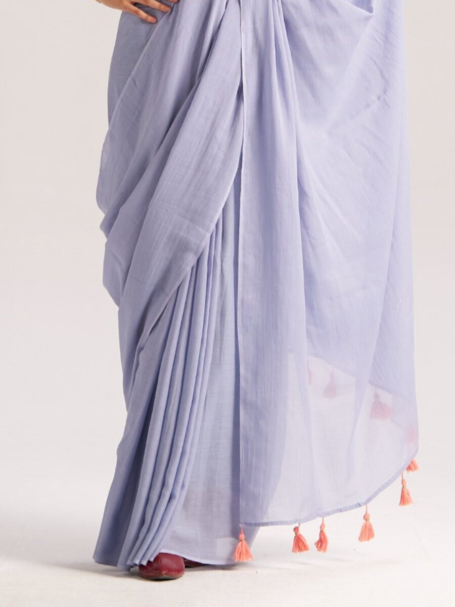 Light Lavender Viscose Plain Casual Party Festival Wedding Fancy Classic Style Sarees