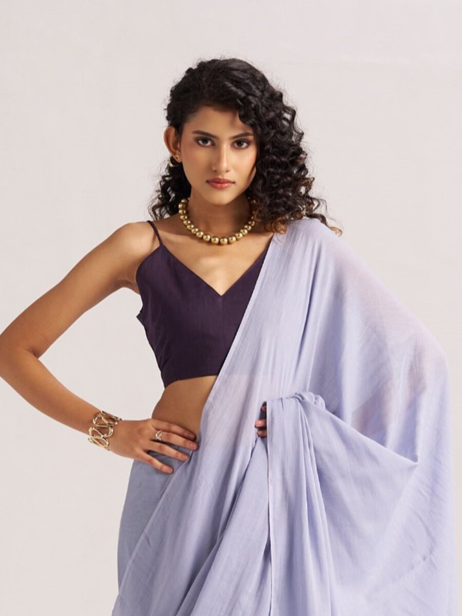 Light Lavender Viscose Plain Casual Party Festival Wedding Fancy Classic Style Sarees