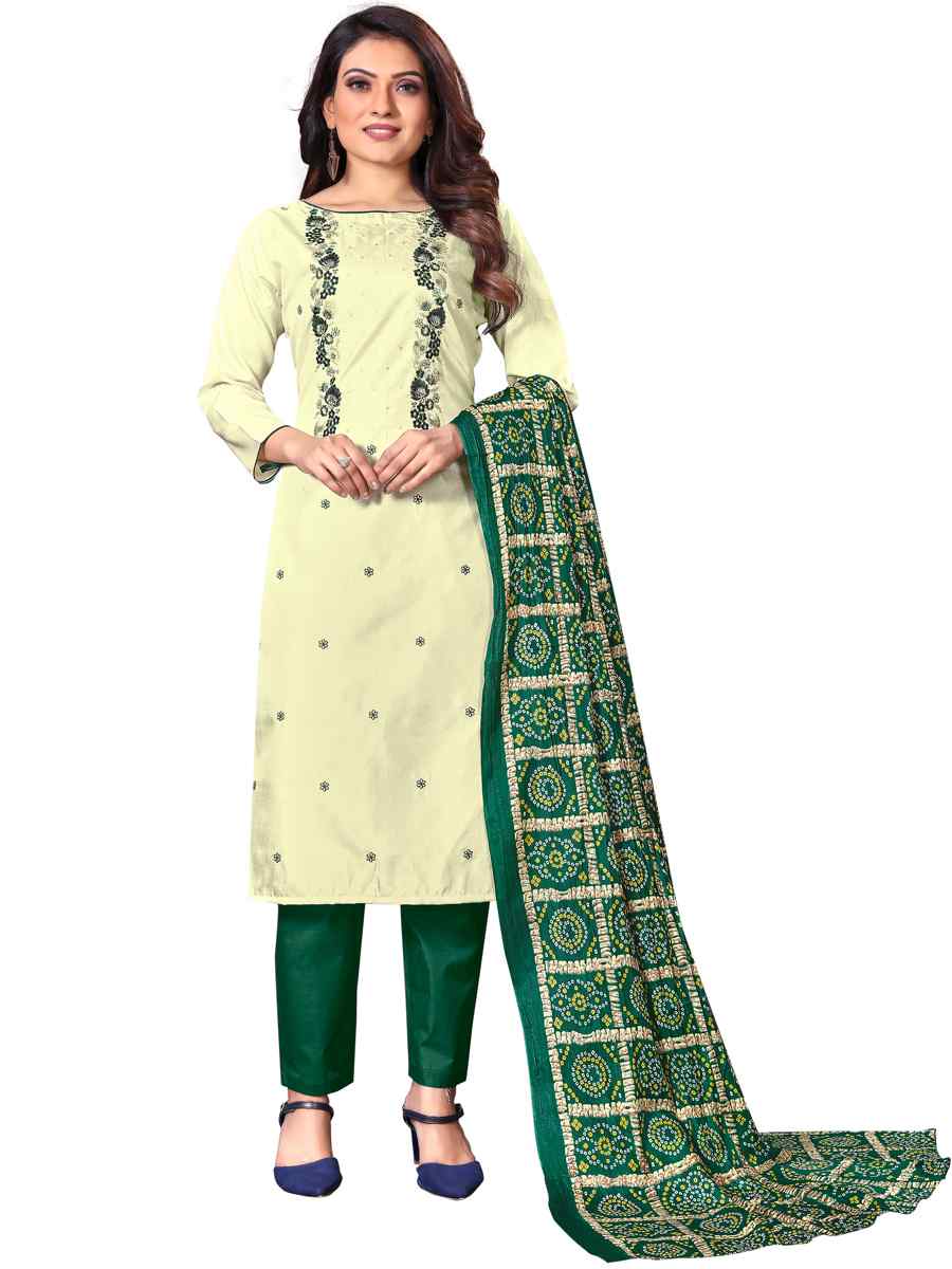 Light Lemon Parampara Silk Embroidered Party Festival Pant Salwar Kameez