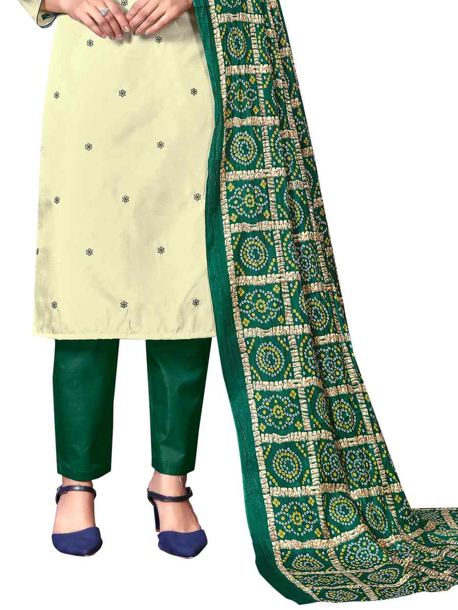 Light Lemon Parampara Silk Embroidered Party Festival Pant Salwar Kameez