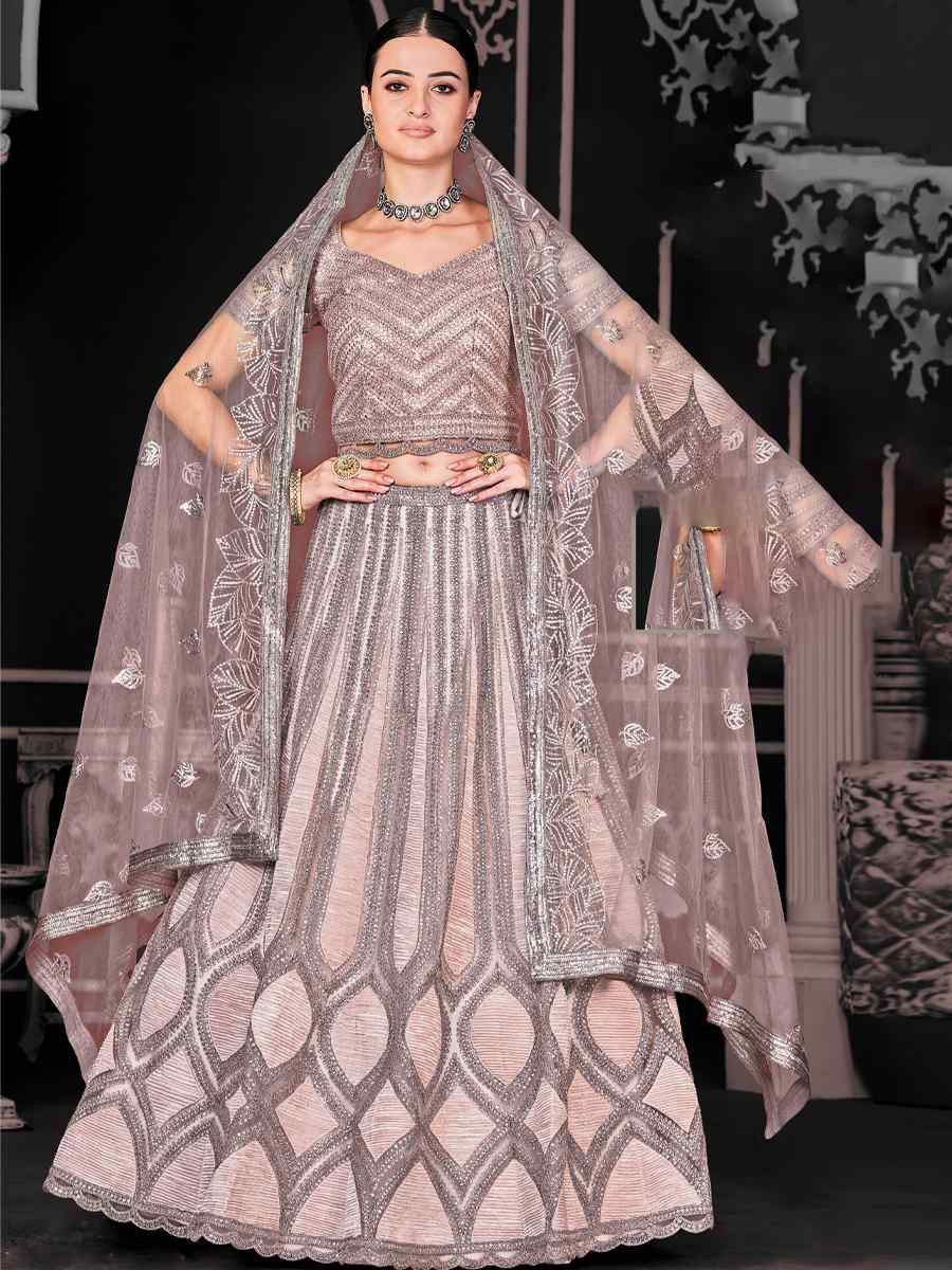 Light Net Embroidered Festival Wedding Ceremony Circular Lehenga Choli
