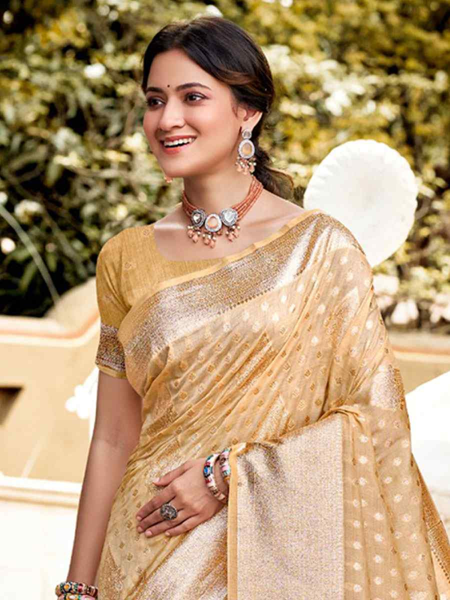 Light Peach Assam Silk Handwoven Festival Wedding Fancy Heavy Border Saree