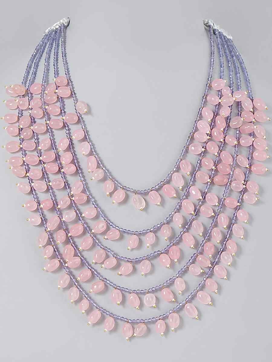 Light pink Alloy Wedding Wear Kundan Necklace