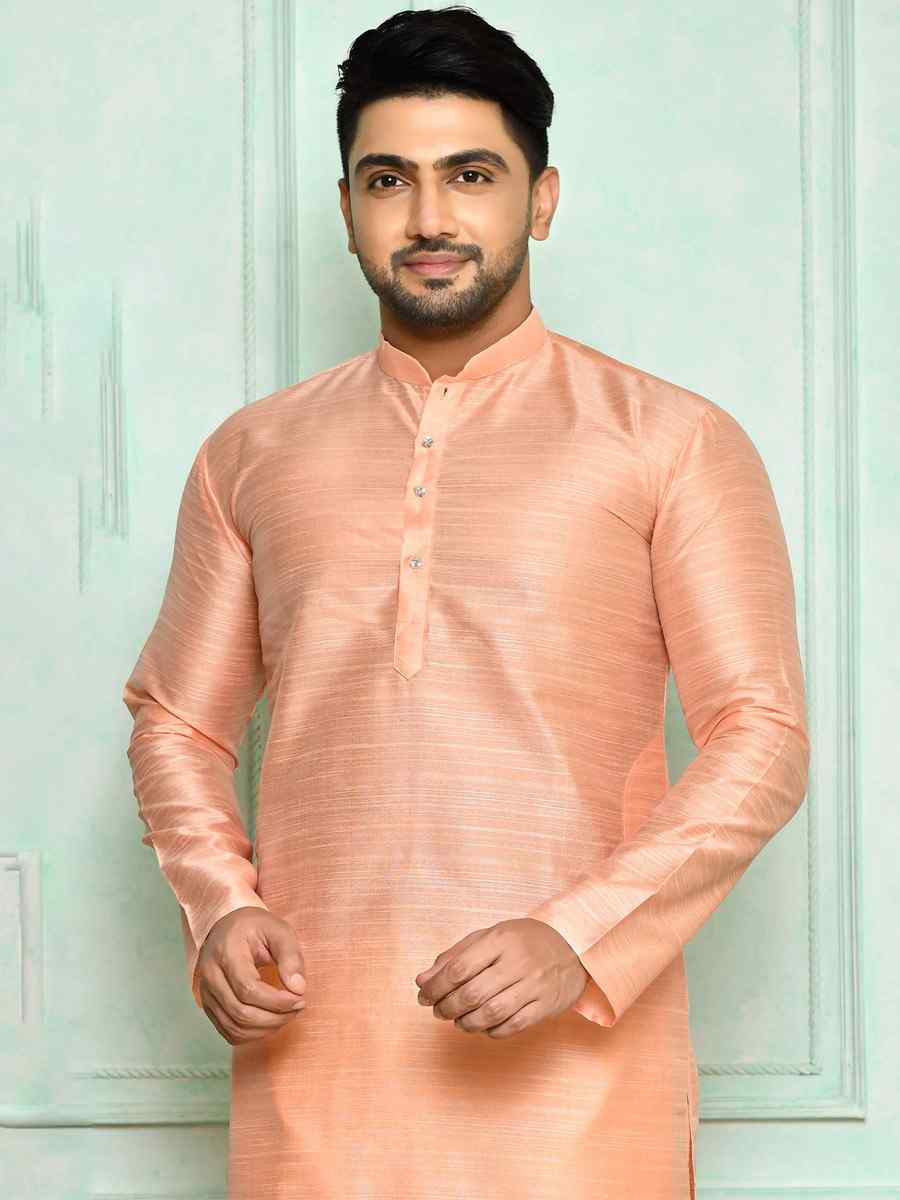 Light Pink Art Silk Woven Festival Kurta