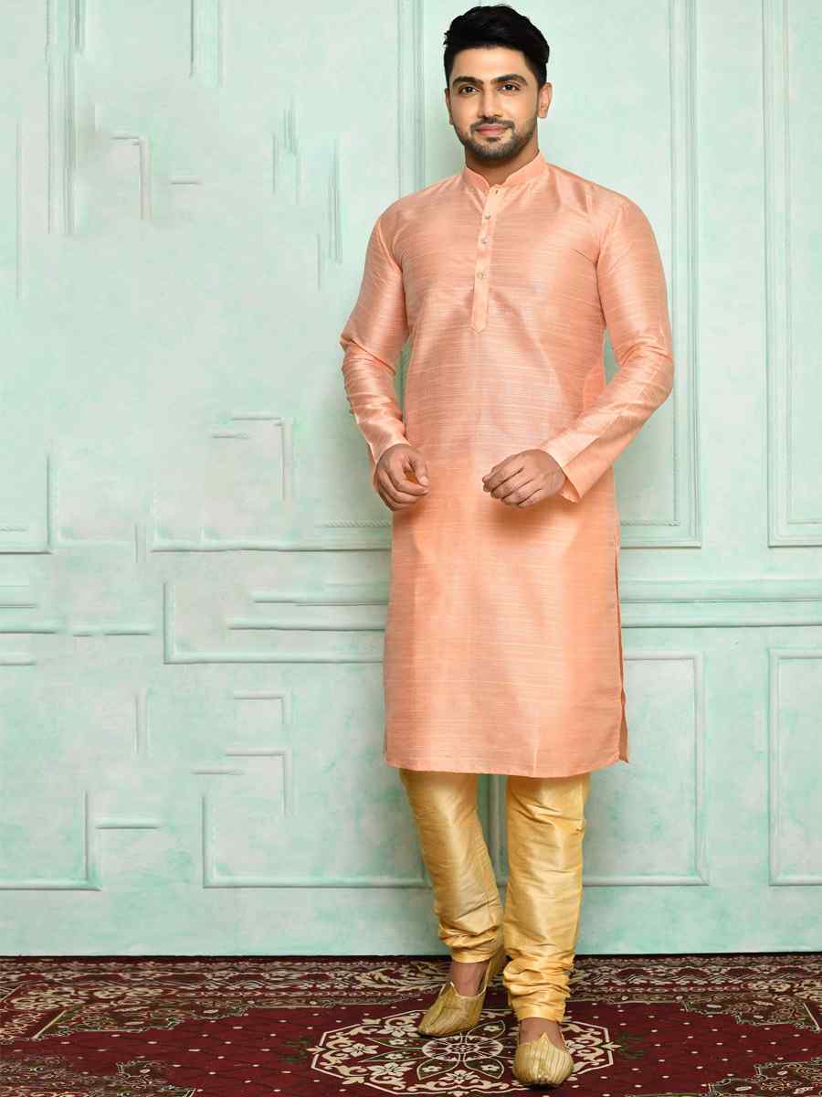 Light Pink Art Silk Woven Festival Kurta