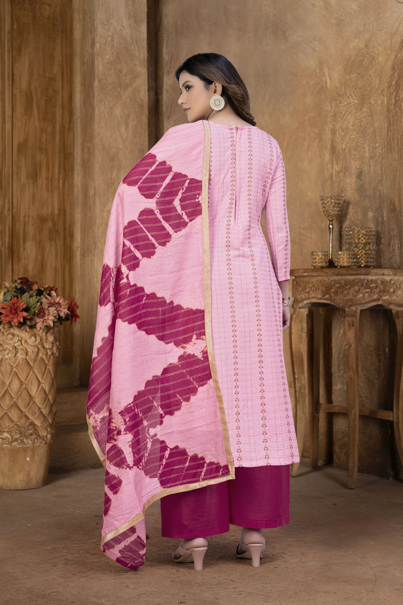 Light Pink Cambric Cotton Lace Party  Festival Pant Salwar Kameez