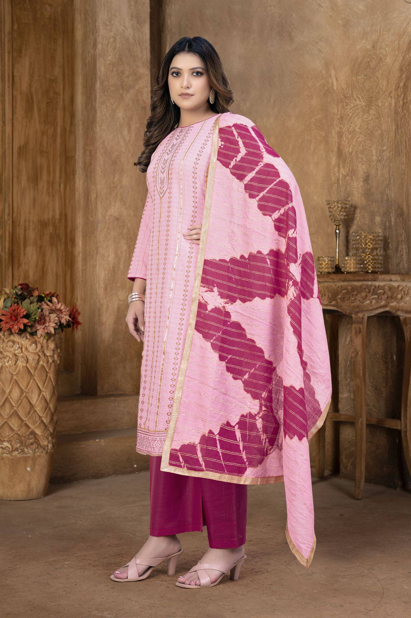 Light Pink Cambric Cotton Lace Party  Festival Pant Salwar Kameez