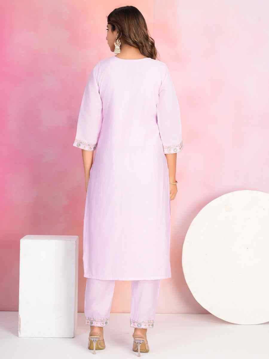Light Pink Chanderi Embroidered Party Wedding Ready Pant Salwar Kameez