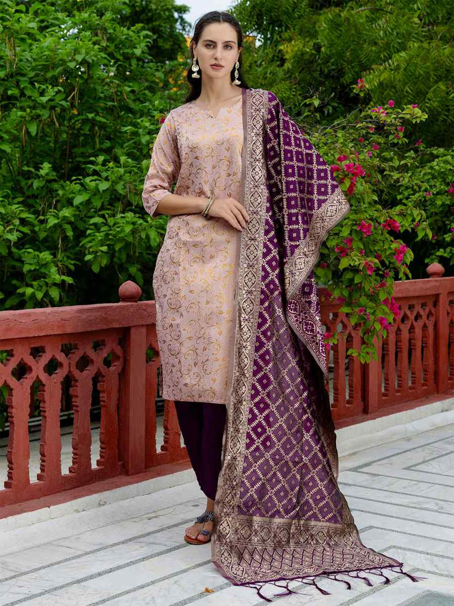 Light Pink Cotton Silk Printed Party Wedding Festival Casual Ready Pant Salwar Kameez