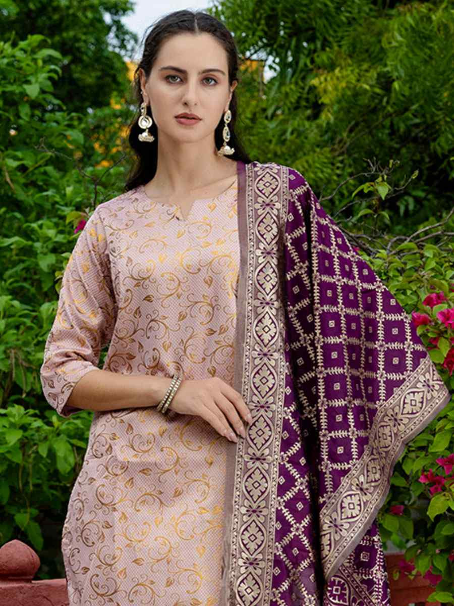 Light Pink Cotton Silk Printed Party Wedding Festival Casual Ready Pant Salwar Kameez