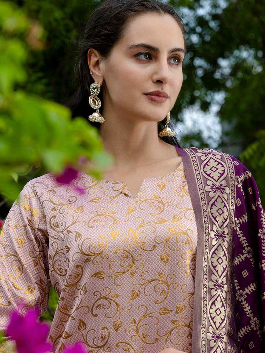 Light Pink Cotton Silk Printed Party Wedding Festival Casual Ready Pant Salwar Kameez