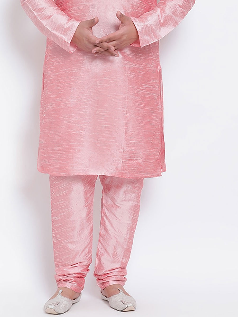 Light Pink Dupion Silk Festival Plain Kurta