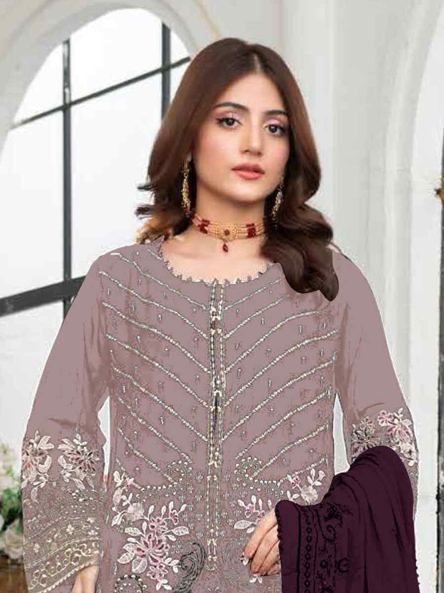 Light Pink Faux Georgette Embroidered Festival Wedding Pant Salwar Kameez