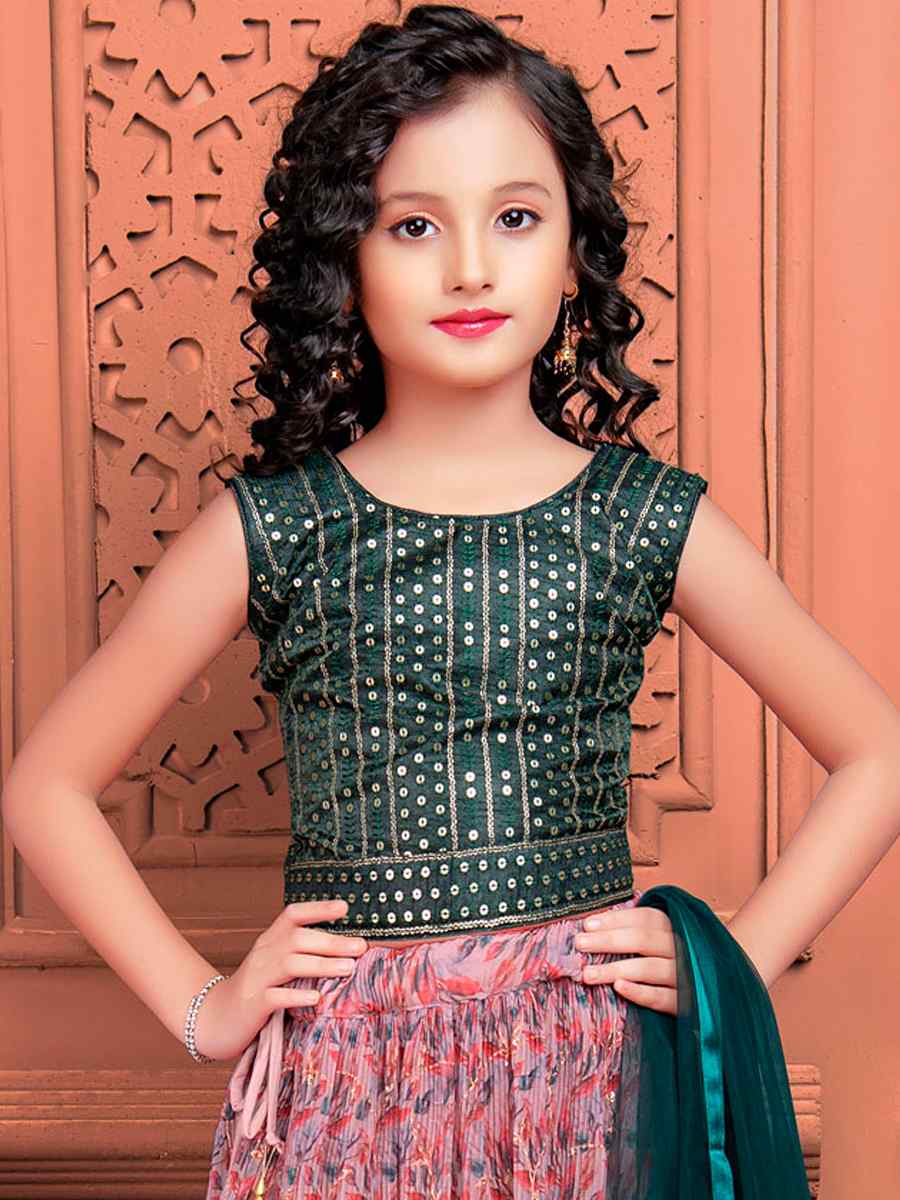 Light Pink Georgette Embroidered Wedding Festival Lehengas Girls Wear
