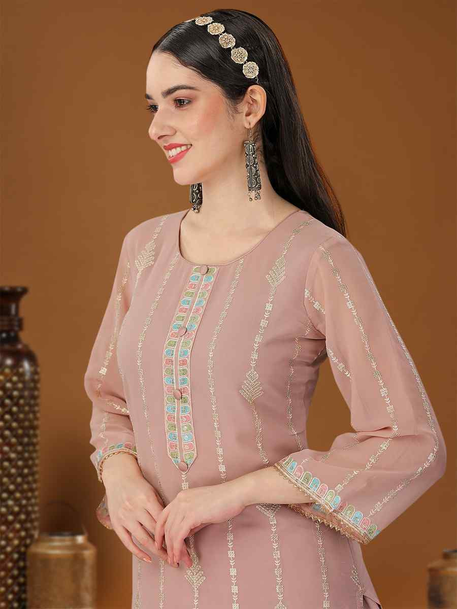 Light Pink Heavy Georgette Embroidered Festival Casual Ready Sharara Salwar Kameez