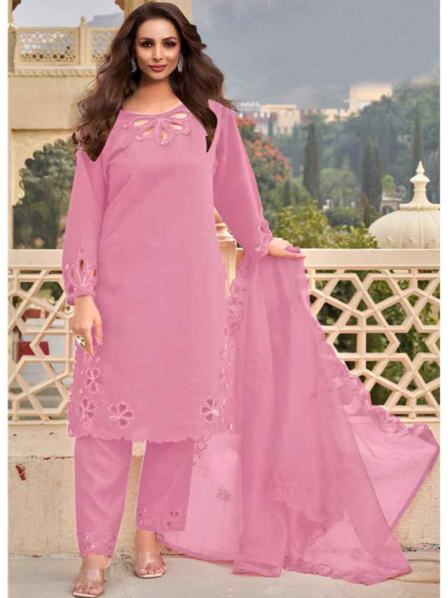 Light Pink Heavy jimmy Choo Embroidered Festival Wedding Pant Bollywood Style Salwar Kameez