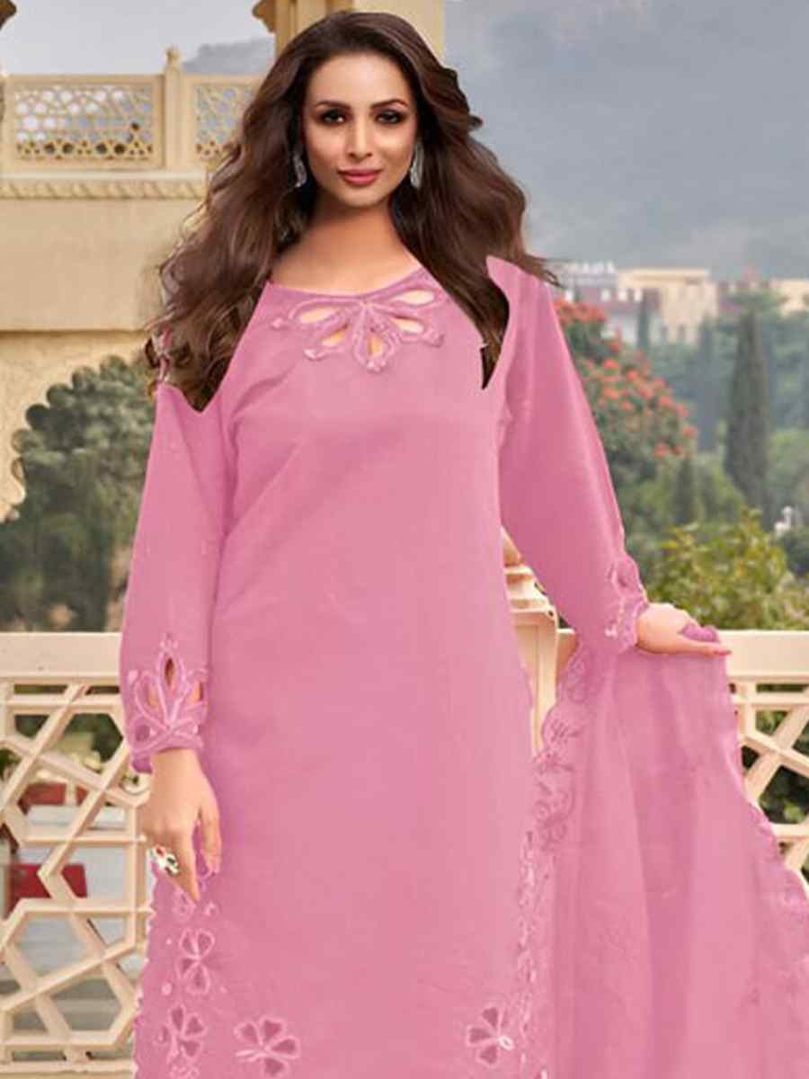 Light Pink Heavy jimmy Choo Embroidered Festival Wedding Pant Bollywood Style Salwar Kameez