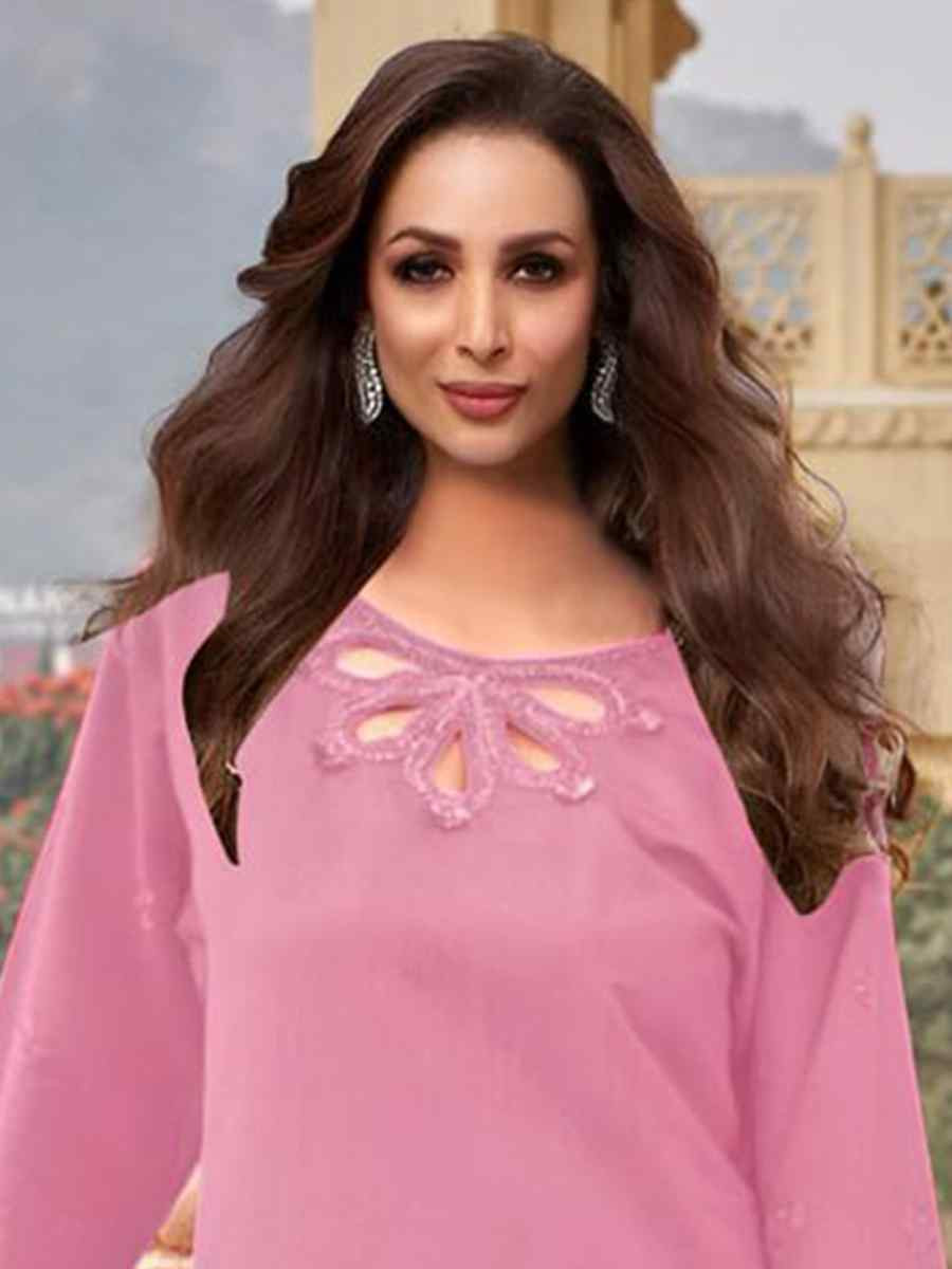 Light Pink Heavy jimmy Choo Embroidered Festival Wedding Pant Bollywood Style Salwar Kameez