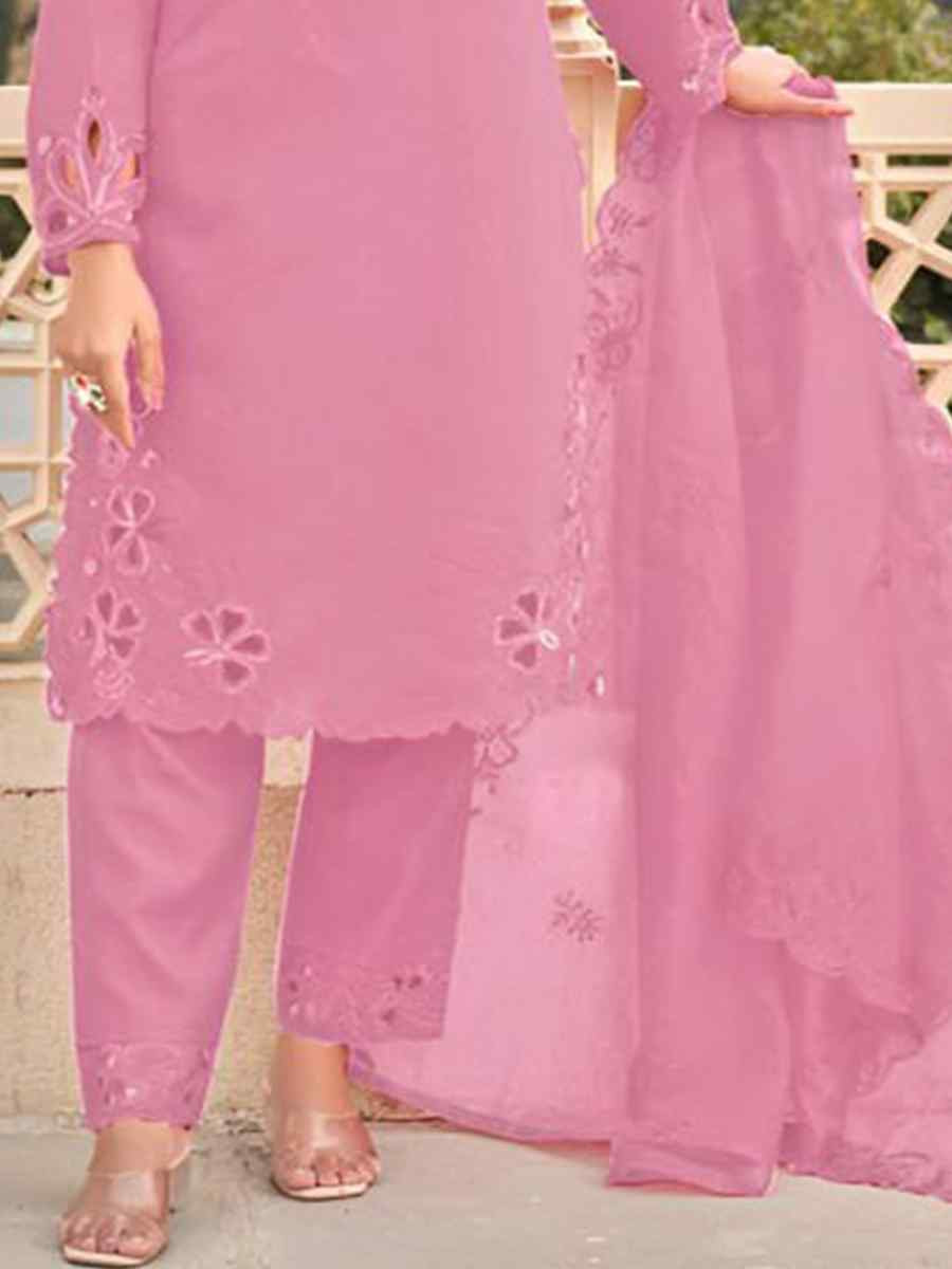 Light Pink Heavy jimmy Choo Embroidered Festival Wedding Pant Bollywood Style Salwar Kameez