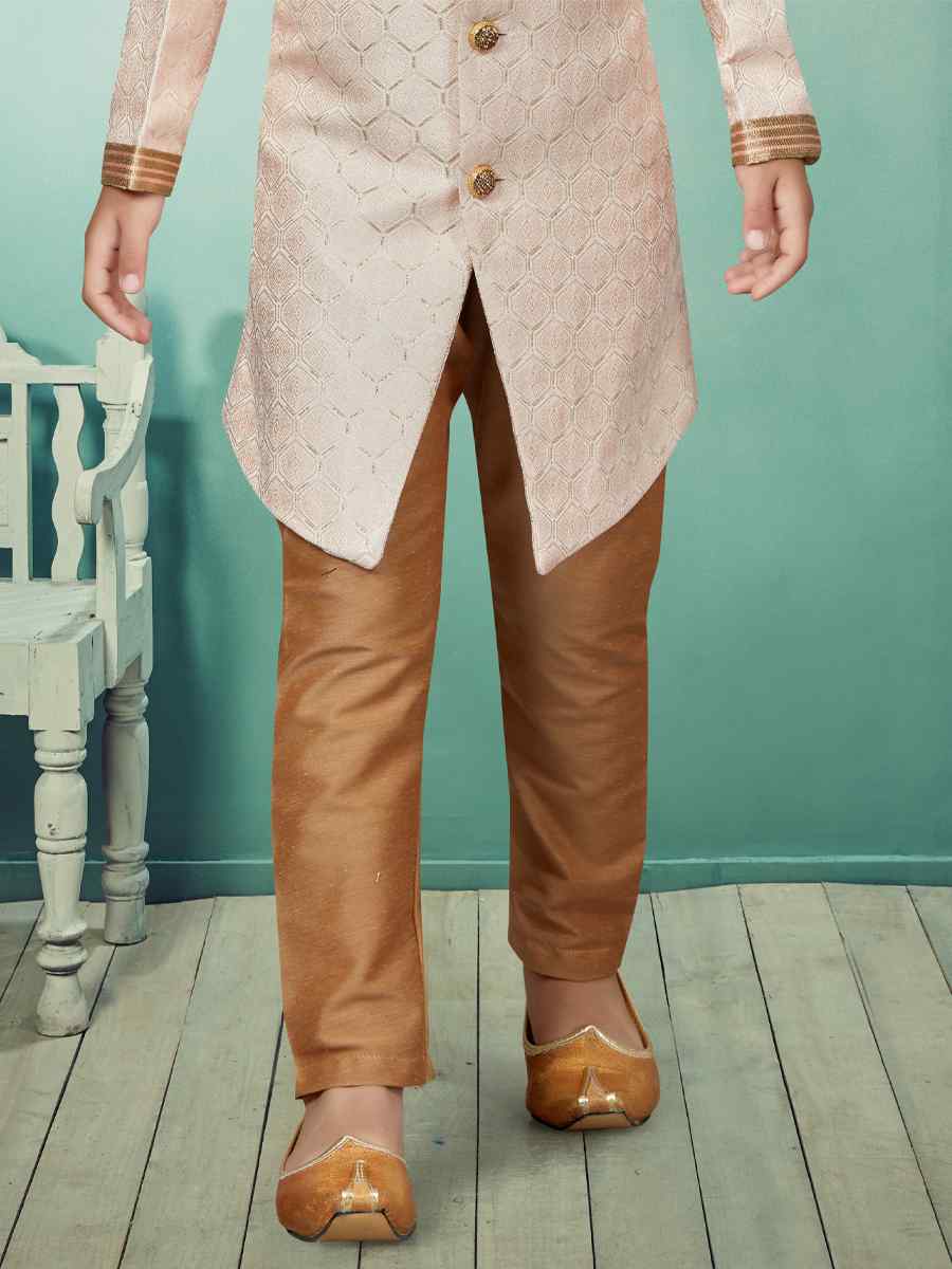 Light Pink Jacquard Embroidered Party Festival Kurta Pyjama Boys Wear